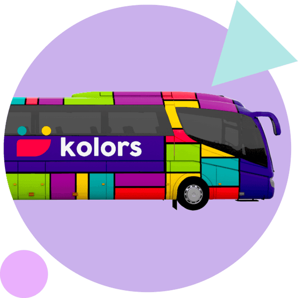photo of kolors bus on a purple circle