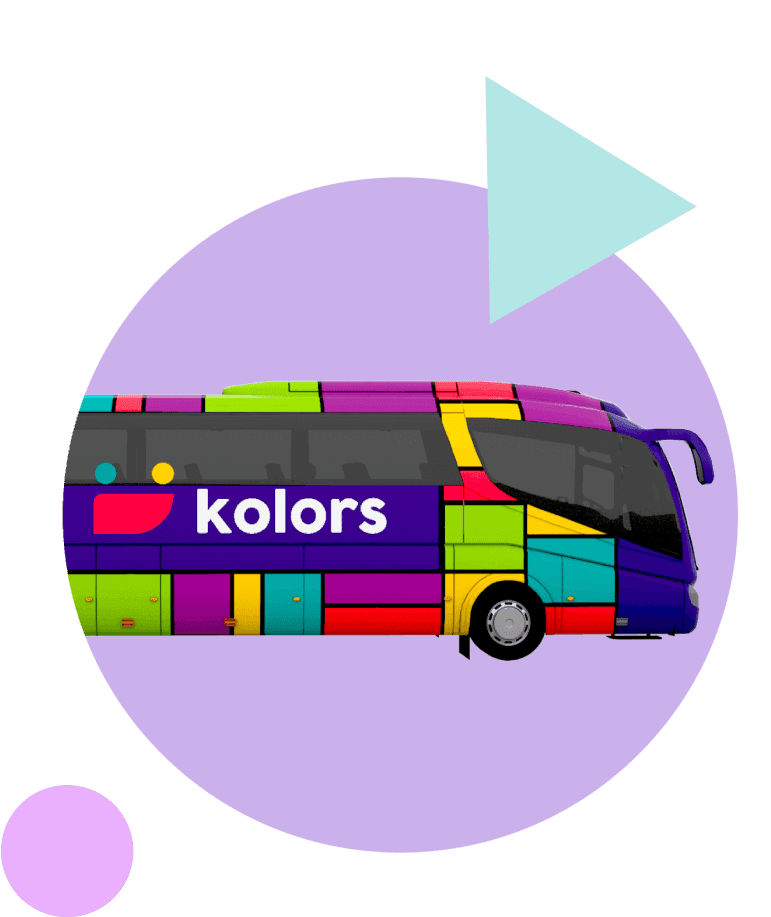 photo of kolors bus on a purple circle